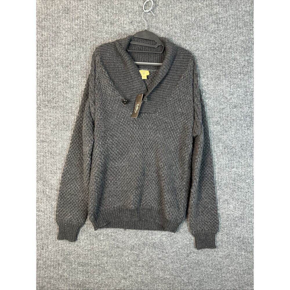 Trevero Mens Wool Alpcaca Blend Sweater Size Medium Charcoal Gray Shawl Neck New